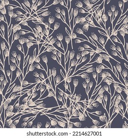 Seamless botanical pattern. Digitally hand painting floral background. Modern leaves design for fabric, wallpaper, surface.