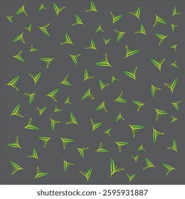 Seamless Botanical Pattern Featuring Vibrant Green Leaves on a Dark Background