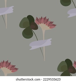 Seamless botanical pattern. Ingredients for the potion. Vector illustrations of plants, mushrooms for books, games. Vintage vector botanical illustration. Set. Autumn. Drawing engraving sketch retro.