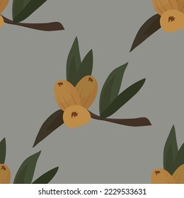 Seamless botanical pattern. Ingredients for the potion. Vector illustrations of plants, mushrooms for books, games. Vintage vector botanical illustration. Set. Autumn. Drawing engraving sketch retro.