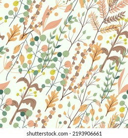 Seamless botanical pattern with leaves