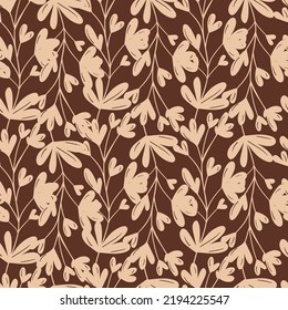 Seamless botanical pattern with leaves