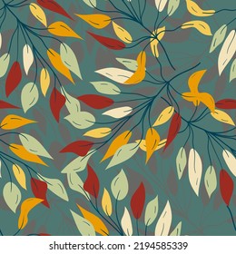 Seamless botanical pattern with leaves