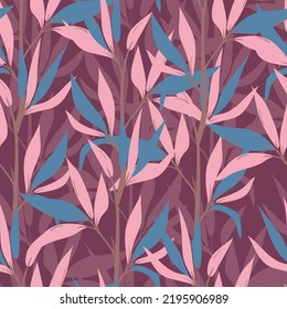 Seamless botanical pattern with leaves