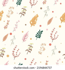 Seamless botanical pattern with leaves