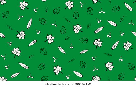 Seamless Botanical Pattern with Leaves