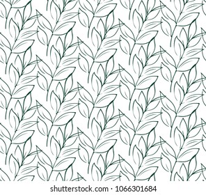 Seamless botanical pattern of leaves, calm natural colors. suitable for printing, backgrounds, printing, fabrics, etc.