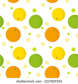 seamless botanical pattern with oranges, tangerines and lime on a light background, vector