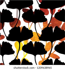 Seamless botanical pattern, ornament. Leaves, branches of plants. Hand drawing in vector. Stylish summer background. Cute, romantic background.