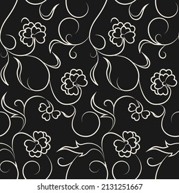 seamless botanical pattern of painted oriental motifs