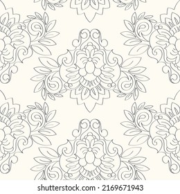 seamless botanical pattern of painted oriental motifs