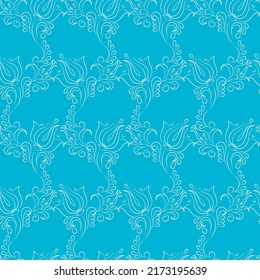 seamless botanical pattern of painted oriental motifs