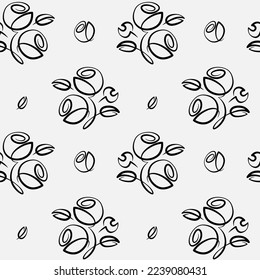 seamless botanical pattern of painted oriental motifs