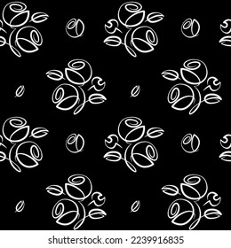 seamless botanical pattern of painted oriental motifs