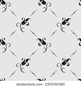 seamless botanical pattern of painted oriental motifs