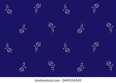 seamless botanical pattern of painted oriental motifs on a white background