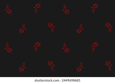 seamless botanical pattern of painted oriental motifs on a white background