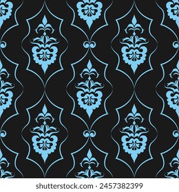 seamless botanical pattern of painted oriental motifs 