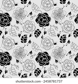 Nahtloses botanisches Muster aus gemalten orientalischen Motiven 
