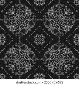 seamless botanical pattern of painted oriental motifs