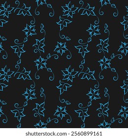 seamless botanical pattern of painted oriental motifs 