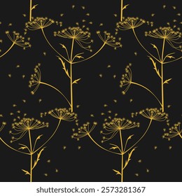 seamless botanical pattern of painted oriental motifs 