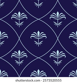 seamless botanical pattern of painted oriental motifs 