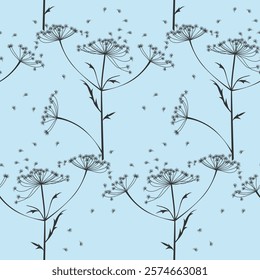 seamless botanical pattern of painted oriental motifs 