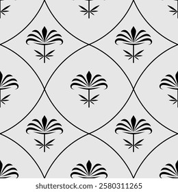 seamless botanical pattern of painted oriental motifs 