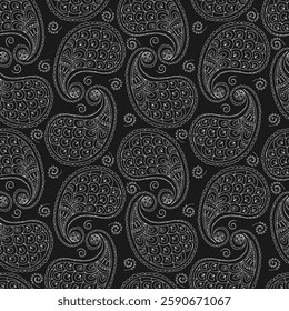 seamless botanical pattern of painted oriental motifs 