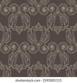 seamless botanical pattern of painted oriental motifs 