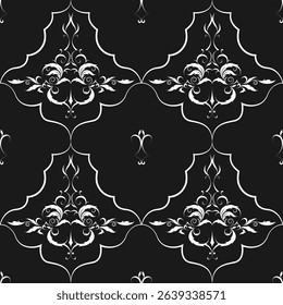 seamless botanical pattern of painted oriental motifs 