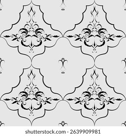 seamless botanical pattern of painted oriental motifs 