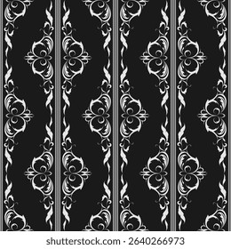 seamless botanical pattern of painted oriental motifs 