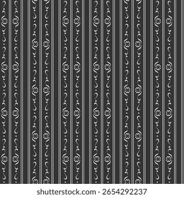 seamless botanical pattern of painted oriental motifs on a white background