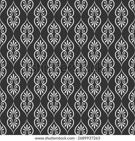 seamless botanical pattern of painted oriental motifs