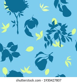 Patrón botánico sin inconfundibles con ilustración vectorial de pomegranato, melocotón, pera, cadera y limones. Textura de frutos de jardín para papel pintado, tela.
