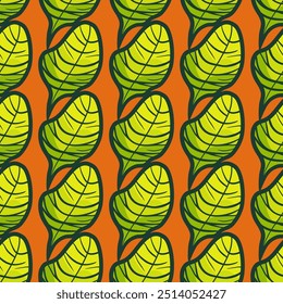 Seamless botanical pattern with rainforest leaves vector illustration 