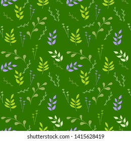 Seamless Botanical pattern . Twigs with leaves. Vector illustration