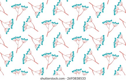 Seamless Botanical Pattern. Vector Flat Hand-Drawn Illustrations 
