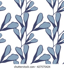 Seamless botanical pattern. Vector illustration. Floral hand drawn elements.