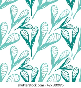 Seamless botanical pattern. Vector illustration. Floral hand drawn elements.