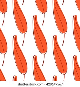 Seamless botanical pattern. Vector illustration. Floral hand drawn elements. Leaves.
