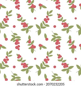 Seamless botanical pattern with winter berries. Pattern for fabric, print, baby clothes, wrapping paper, blog, collage, covers.