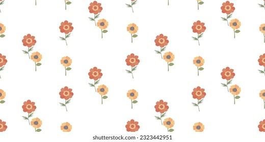 Seamless botanical pattern with yellow flowers in flat style. Great for printing on fabric and paper...Children's pattern