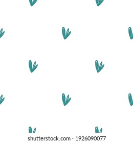 Seamless botanical plant pattern, green leaves on a white background, ideal for application on fabric or paper