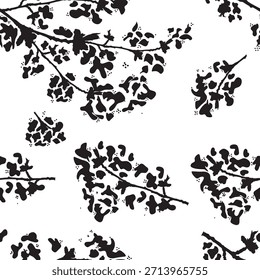 Seamless Botanical Silhouette Pattern art