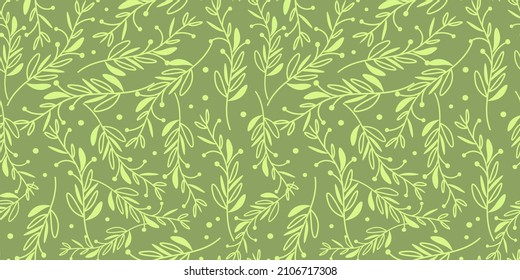 seamless botanical spring floral pattern with sprigs in trendy colors. Fantasy Botanical elements twigs and flowers