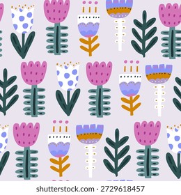Textura botánica sin fisuras con flores abstractas. Textura de Vector floral creativa