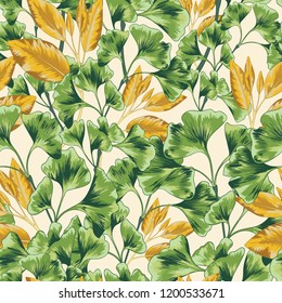 Seamless Botanical Tropical Vector Pattern